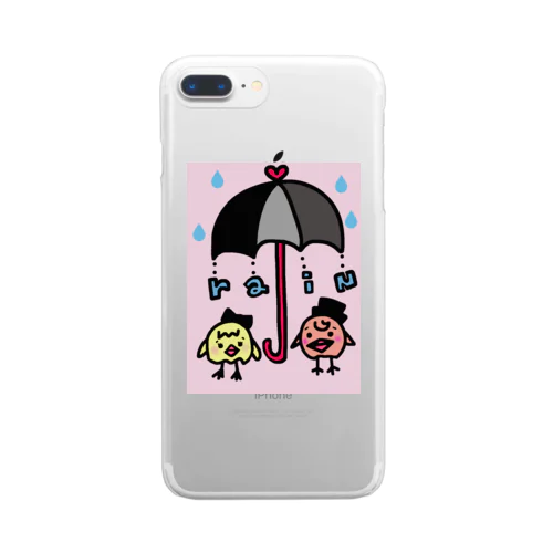 【色付き】ひよひよ相合傘 Clear Smartphone Case