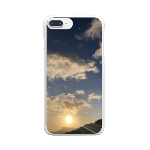 朝の太陽と雲 Clear Smartphone Case