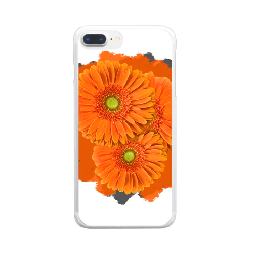 オレンジ色のガーベラ Clear Smartphone Case