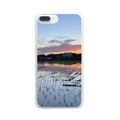 夕空の水田 Clear Smartphone Case