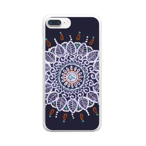 アラベスク刺繍 ✸ ネイビー Clear Smartphone Case