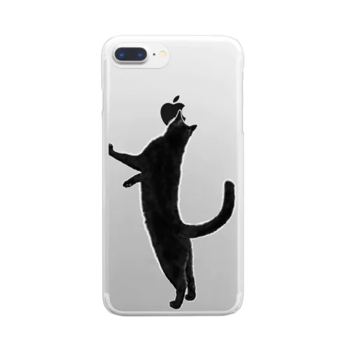 立って何かを訴える黒猫 Clear Smartphone Case