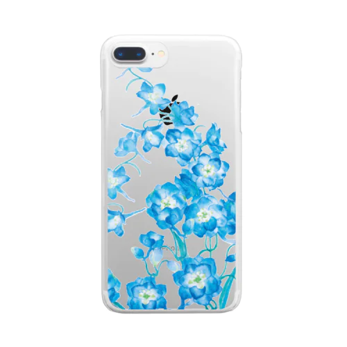 咲き乱れる青い花 デルフィニウム Clear Smartphone Case