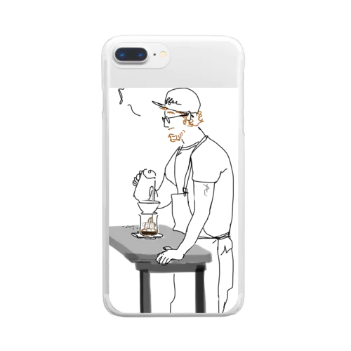 コーヒーおじさん Clear Smartphone Case