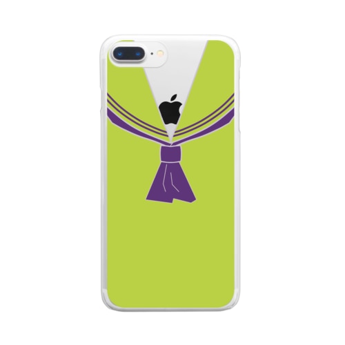 セーラー風（緑地・紫リボン） Clear Smartphone Case