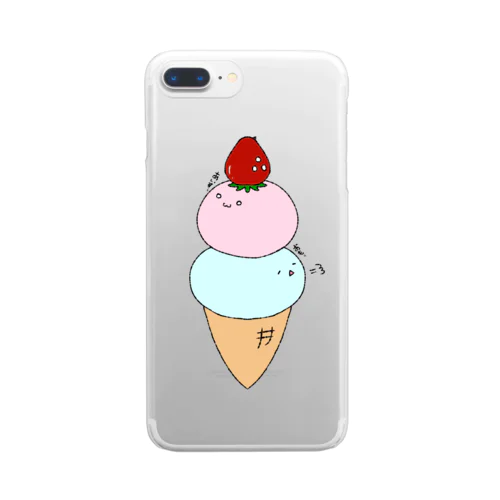 ふたごあいすぅ(文字あり) Clear Smartphone Case