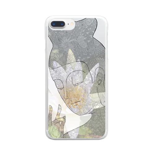 弥勒菩薩と蓮の花 Clear Smartphone Case