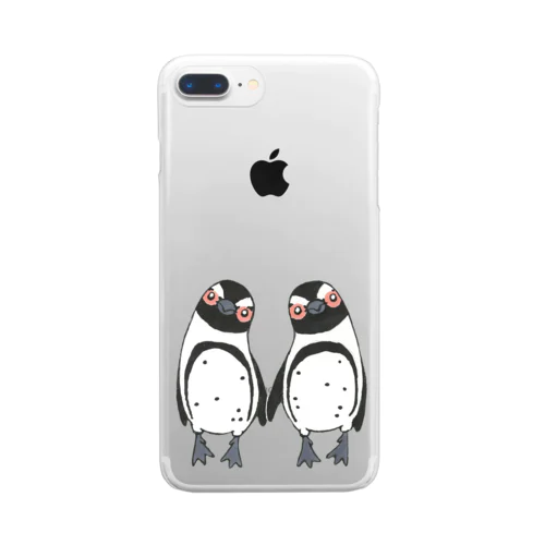 手繋ぎケープペンギンのカップル🐧❤️🐧 Clear Smartphone Case