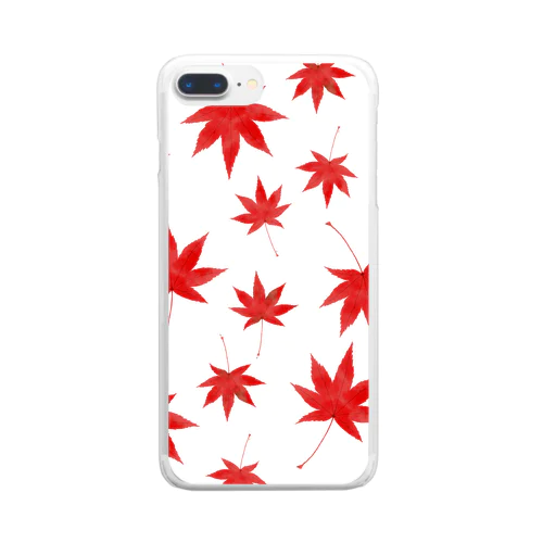 紅葉柄のスマホケース Clear Smartphone Case