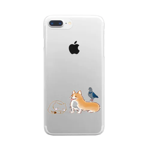 幸せな動物のスマホケース Clear Smartphone Case