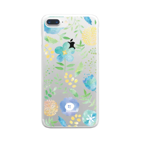 水彩草花柄 Clear Smartphone Case