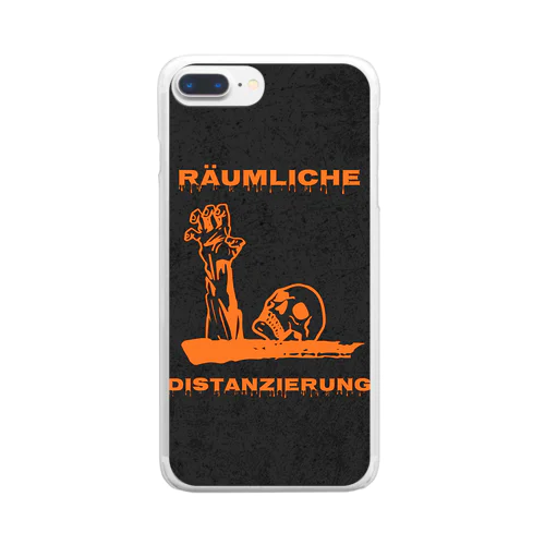 Räumliche Distanzierung【ソーシャルディスタンス】黒地×ゾンビ Clear Smartphone Case