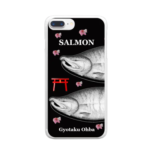 鮭！（SALMON；桜；鳥居）あらゆる生命たちへ感謝をささげます。 Clear Smartphone Case