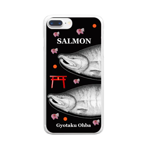 鮭！（SALMON；桜；鳥居；卵）あらゆる生命たちへ感謝をささげます。 Clear Smartphone Case