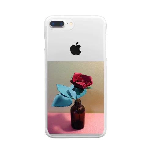 折り紙のバラ Clear Smartphone Case