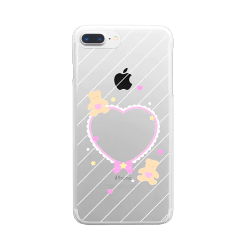 推しチェキスマホケースHeart♡くまclear Clear Smartphone Case