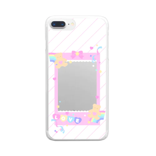 推しチェキスマホケース♡デコWhite Clear Smartphone Case