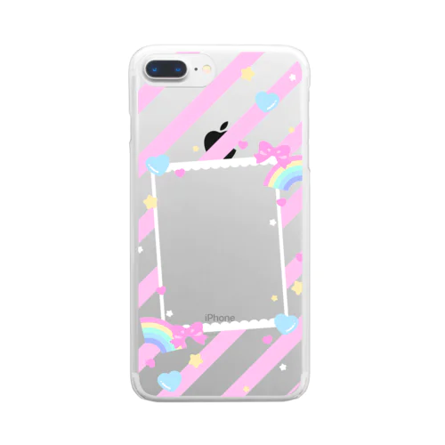 推しチェキスマホケース♡ストライプ Clear Smartphone Case