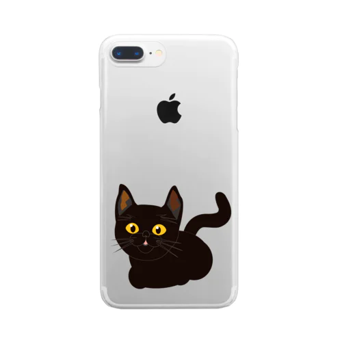 くろねこイラスト Clear Smartphone Case