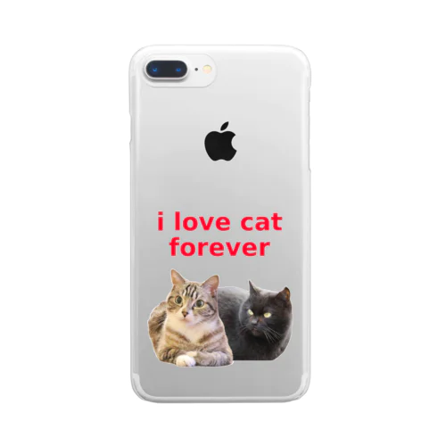 i love cat forever Clear Smartphone Case