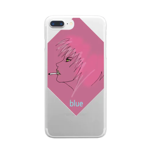 blue タバコ Clear Smartphone Case