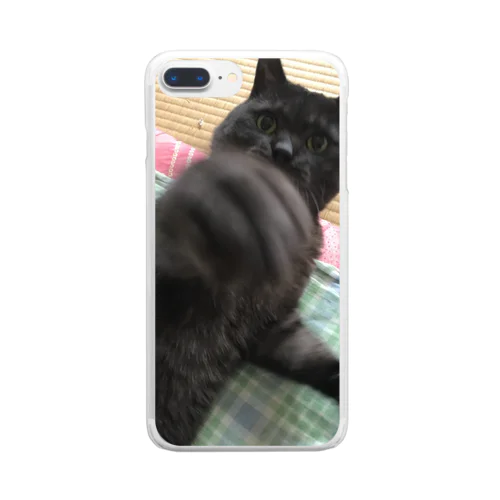 黒猫はちのゴムゴムのパ〜ンチ Clear Smartphone Case