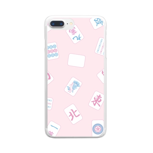 麻雀ふわふわピンク Clear Smartphone Case