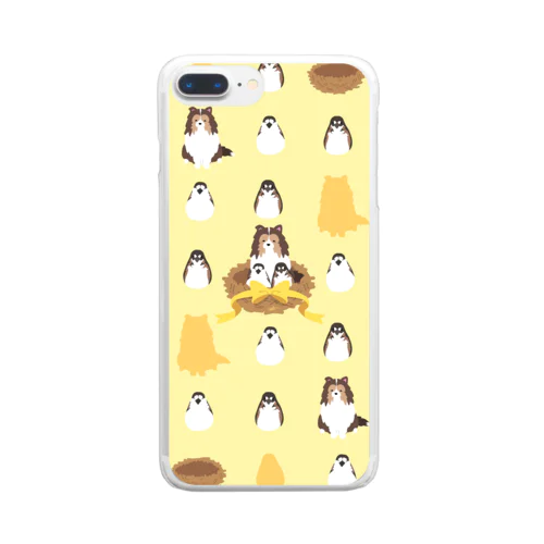 シェルティ×十姉妹 Clear Smartphone Case