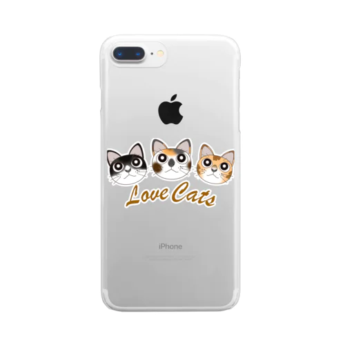 猫 ねこ ネコ Love Cats Tシャツ バッグ 帽子 スマホケース ベビー用品 等 クリアスマホケース