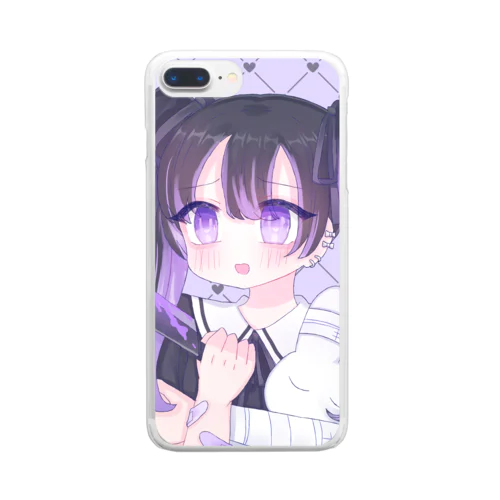 こっちを見て。紫　スマホ用 Clear Smartphone Case