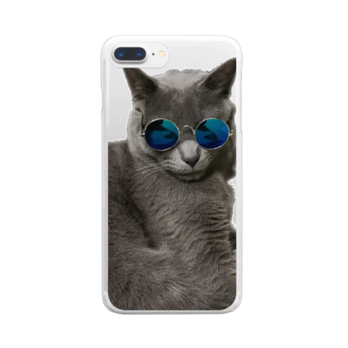 グラサン猫 Clear Smartphone Case