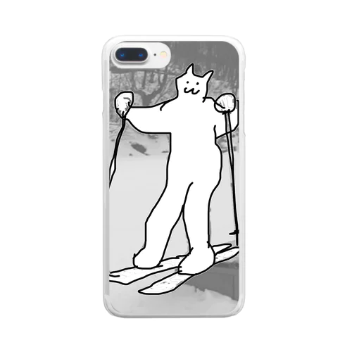 スキーするねこちゃん Clear Smartphone Case