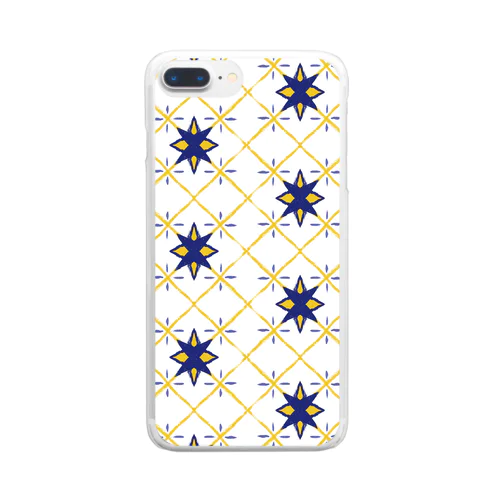 🇵🇹リスボンのアズレージョ #1（ネイビー） Clear Smartphone Case