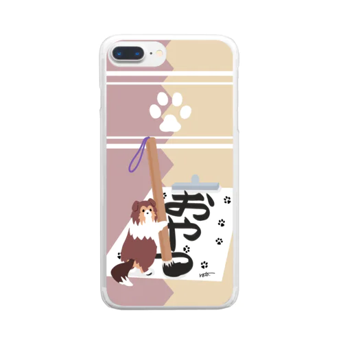 シェルティ×習字 Clear Smartphone Case