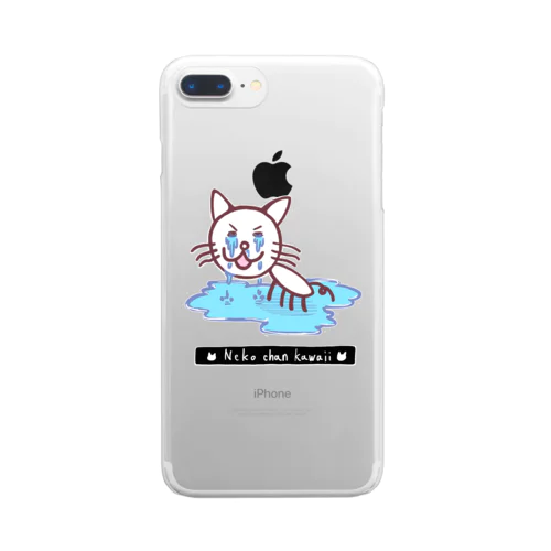 泣いてるネコちゃん Clear Smartphone Case