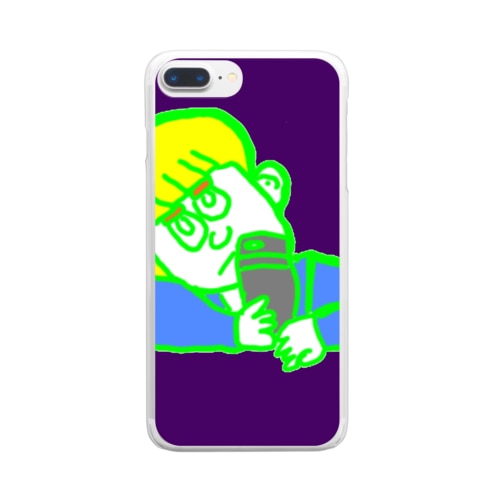 スマホをさわる少年 Clear Smartphone Case