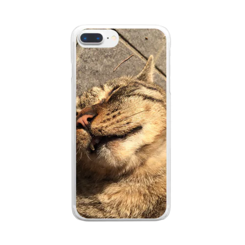 猫（無防備） Clear Smartphone Case