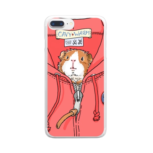 パーカーでぬくぬくモルモット Clear Smartphone Case