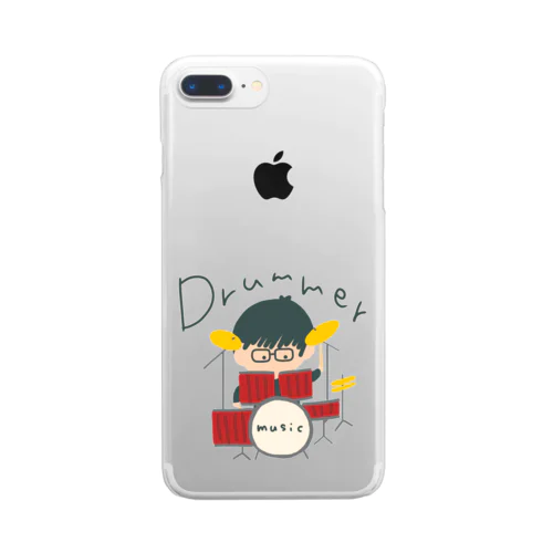 drummerメガネ君 Clear Smartphone Case