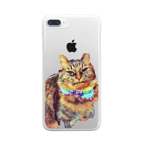 猫の月見ちゃん Clear Smartphone Case