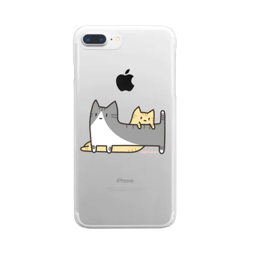 乗っかるながいねこさん Clear Smartphone Case