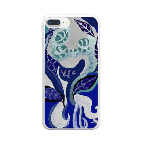 紺碧の葉魚と花❶ Clear Smartphone Case