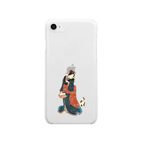 美女の言いつけを聞く猫 Clear Smartphone Case