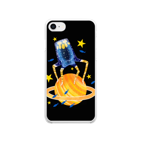 土星侵略クラゲ星人ブラック Clear Smartphone Case