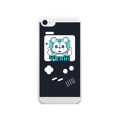 Retro Game◆blue bear Clear Smartphone Case