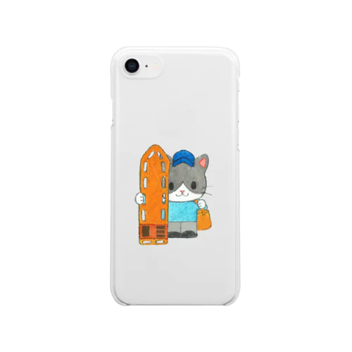 バックボードにゃんこ Clear Smartphone Case