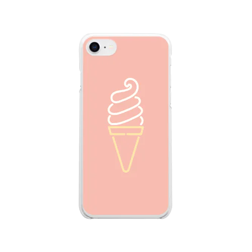 ソフトクリーム（coral pink） Clear Smartphone Case