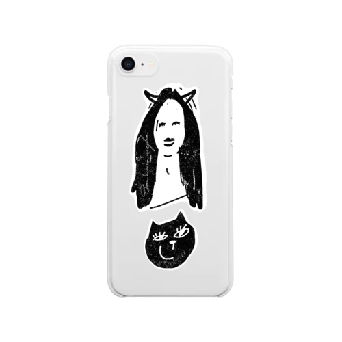 Girl and cat Clear Smartphone Case