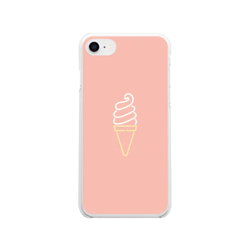 ソフトクリーム（coral pink small） Clear Smartphone Case