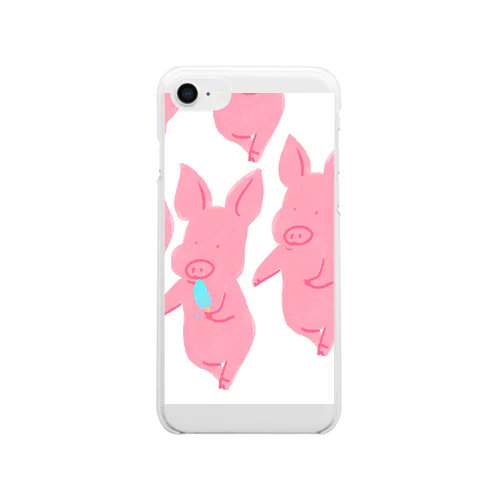 アイスを追いかけるぶた Clear Smartphone Case